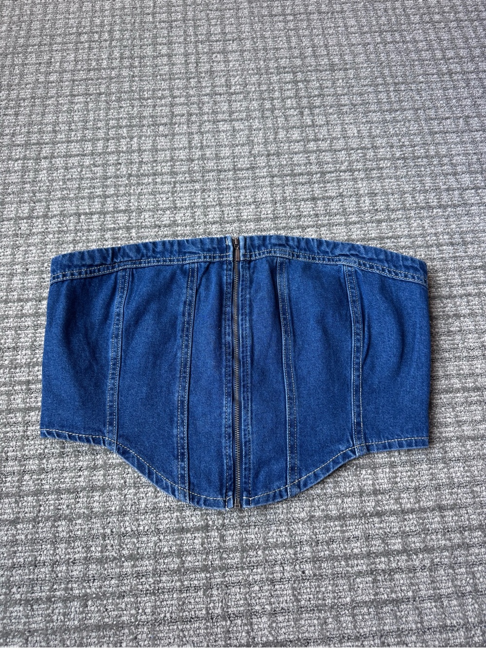 Denim Strapless Corset Crop Top
